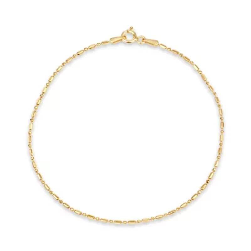 18K Gold Over Sterling Silver Mini 1 Plus 1 Bead Chain 8-Inch Bracelet