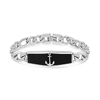 Stainless Steel Carbon Fiber Anchor ID 8.5-Inch Curb Link Bracelet