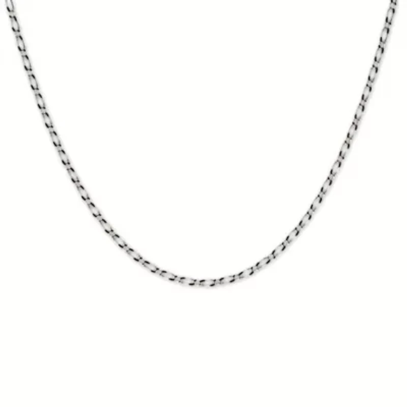 Sterling Silver Mini 1 Plus 1 Figaro Chain 22-Inch Necklace, Made in Italy
