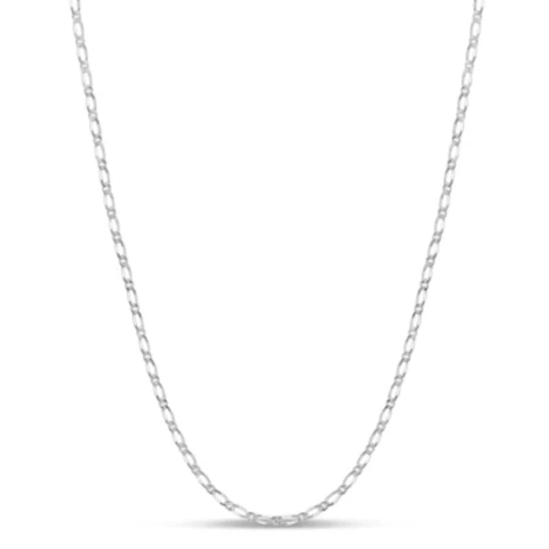 Sterling Silver Mini Figaro Chain 24-Inch Necklace