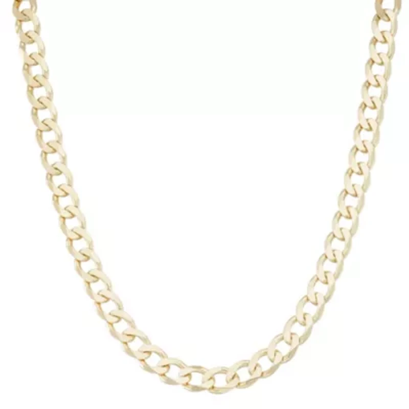 18K Gold Plated Sterling Silver 220 Gauge Curb Link 24-Inch Necklace, Made in Italy