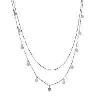 Sterling Silver Disc Charm 14.5-Inch and 16 Plus 2-Inch Layered Necklace