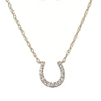 1/10 cttw Diamond Horseshoe Pendant in 14k Yellow Gold with 18" Rope Chain