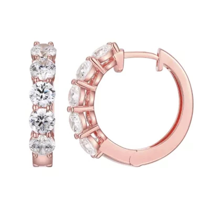 Moissanite Hoop Earrings 18k Gold or Rhodium Plated Sterling Silver