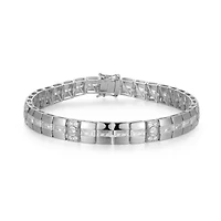 18K Yellow Gold or Rhodium Plated Sterling Silver Men's Cubic Zirconia Bracelet