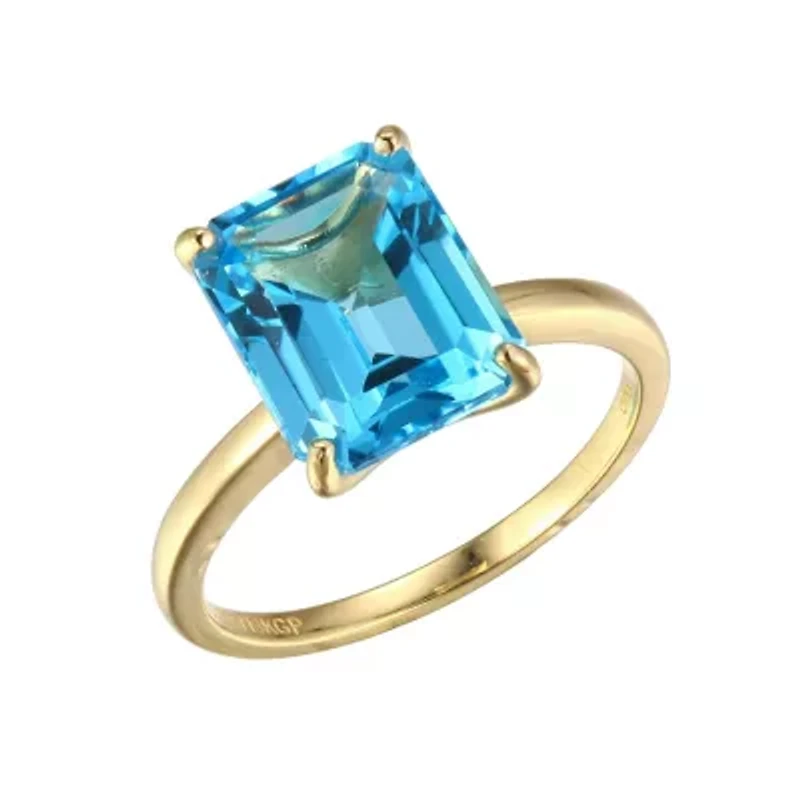 18K Yellow Gold Plated Sterling Silver Women's Genuine Gemstone Ring