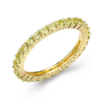 18K Yellow Gold Plated Sterling Silver Women's Genuine Gemstone Eternity Ring