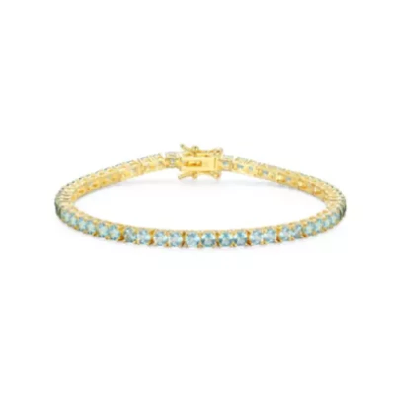 18K Yellow Gold Plated Sterling Silver Women's Birthstone Tennis Bracelet