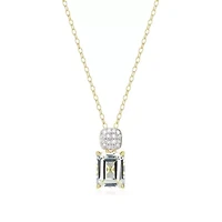 18k Gold Plated Silver 1/10 CTTW Lab Grown Diamond & Birthstone Gemstone Emerald Cut Pendant Necklace