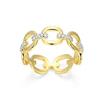 18K Yellow Gold or Rhodium Plated Sterling Silver Moissanite Link Ring