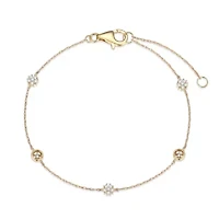 1/8 cttw Diamond Petit Bezel Station Bracelet in 14k Yellow Gold