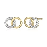 1/10 cttw Diamond Twin Circle Stud Earrings in 14k Yellow Gold