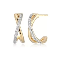 1/6 cttw Diamond Crossover Style Earrings in 14k Yellow Gold