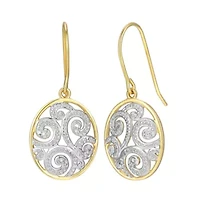 Diamond Accent Paisley Swirl Earrings in 18k Yellow Gold Plated Sterling Silver