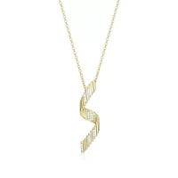 18K Yellow Gold Plated Sterling Silver Women's 1/10 CTTW Lab Grown Diamond Twist Pendant Necklace