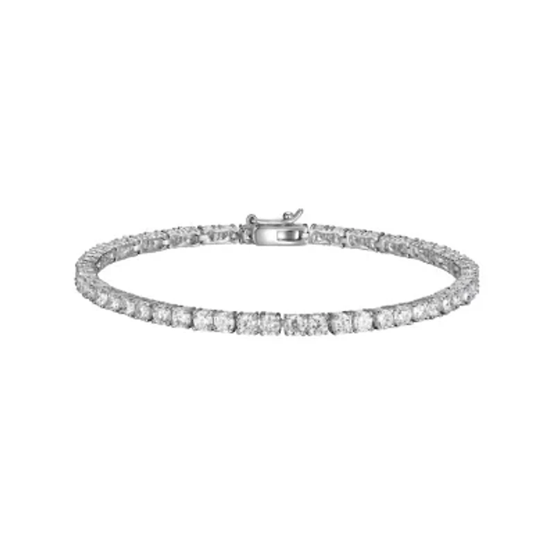 Rhodium Plated Sterling Silver Moissanite Tennis Bracelet