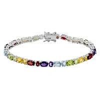Genuine Multi-Gemstone Bracelet in Rhodium Plated Sterling Silver