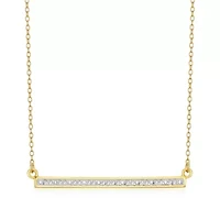 1/10 cttw Diamond  Horizontal Bar Necklace in 18k Yellow Gold Plated Sterling Silver