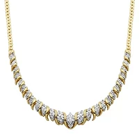 1/10 cttw Diamond V Necklace in 18k Yellow Gold Plated Sterling Silver