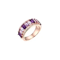 Genuine Purple and Pink Amethyst with White Topaz Accent Ring 14K Rose Gold Over Sterling Silver
