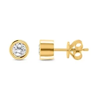 Lab Created 1CTW Lab Grown Diamond Bezel Set Stud Earrings In Gold Plated Sterling Silver