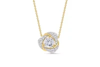 Lab Created 1CTW Lab Grown Diamond Love Knot Pendant In Gold Plated Sterling Silver