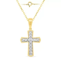 Lab Created 1/2 CTW LAB GROWN DIAMOND CROSS PENDANT IN GOLD PLATED STERLING SILVER