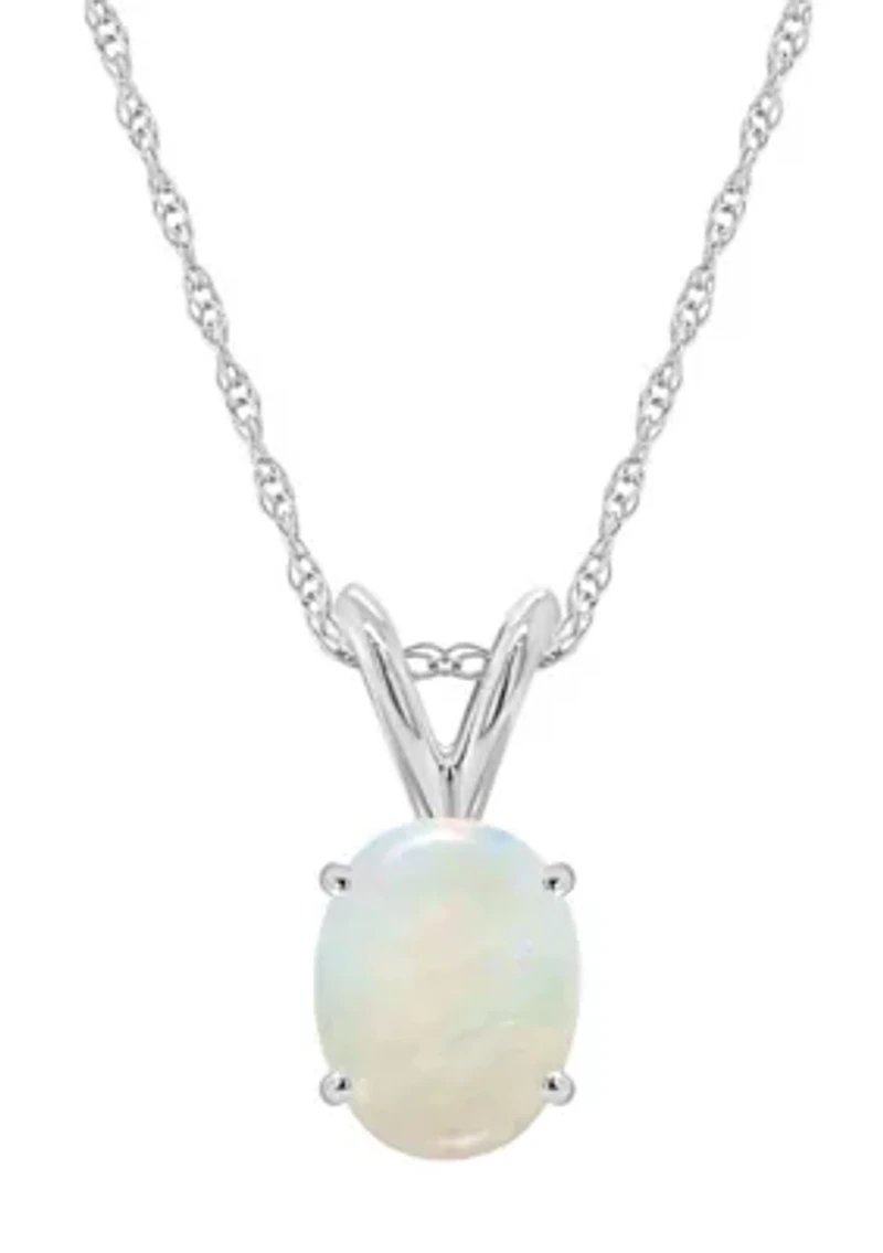 14K Gold 8x6 Oval Opal Pendant