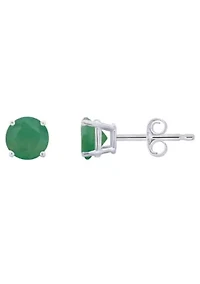 14K Gold 5mm Round Emerald Stud Earrings