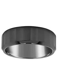 Men's 8mm Black Ceramic Flat-Sided Wedding Band