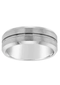 Men's 8mm Grooved Tungsten Wedding Band