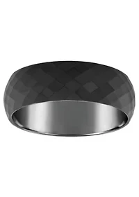 Men's 7.5mm Black Ceramic Faceted Wedding Band
