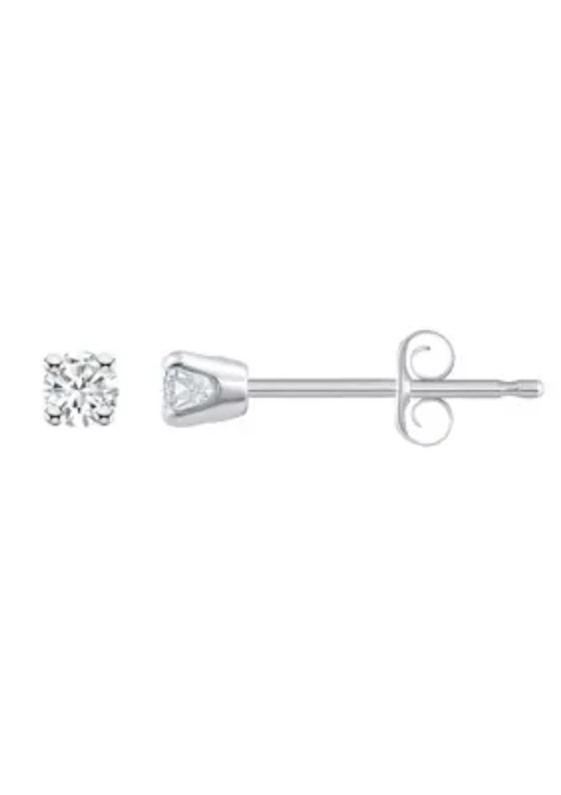 10K Yellow Gold 1/10 CTTW Round Diamond Stud Earrings