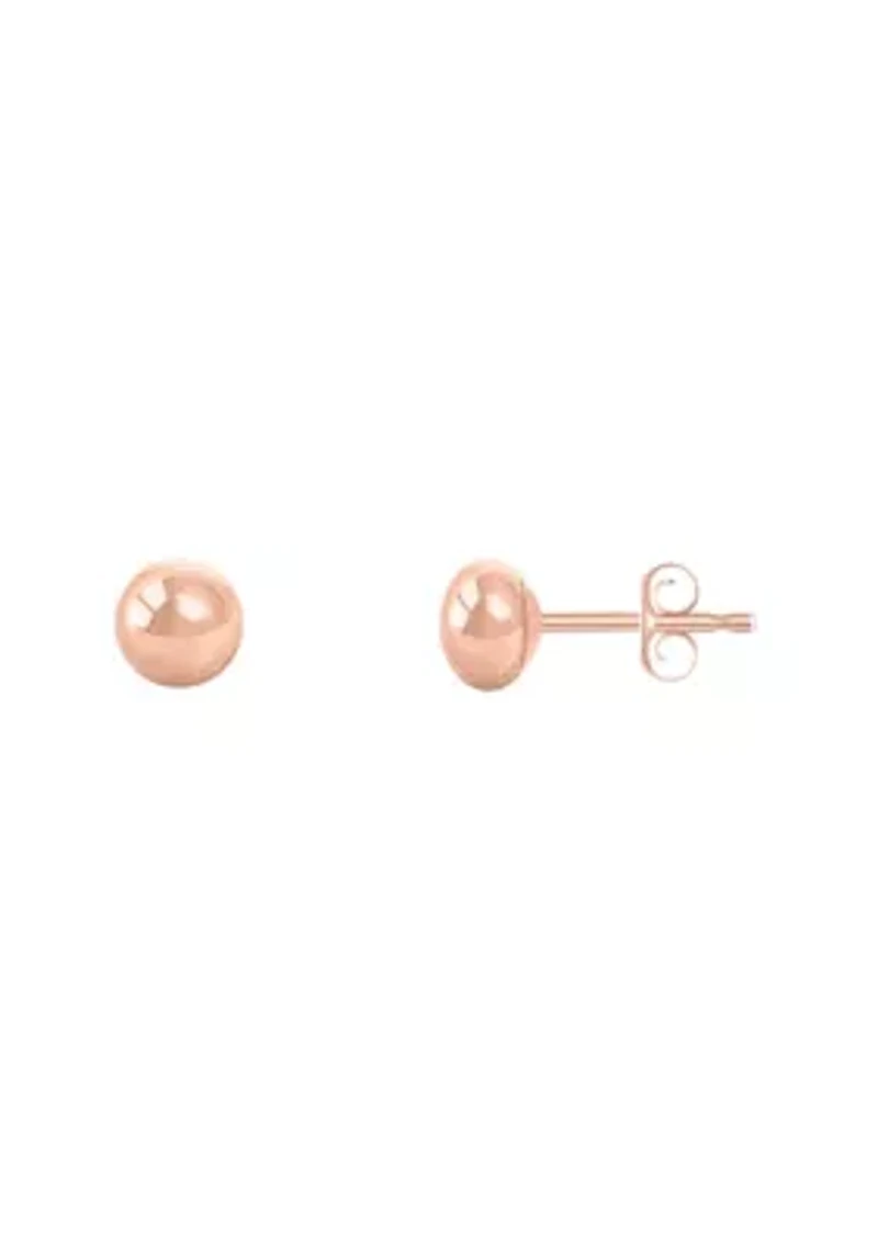 14K Rose Gold 5mm Button Stud Earrings