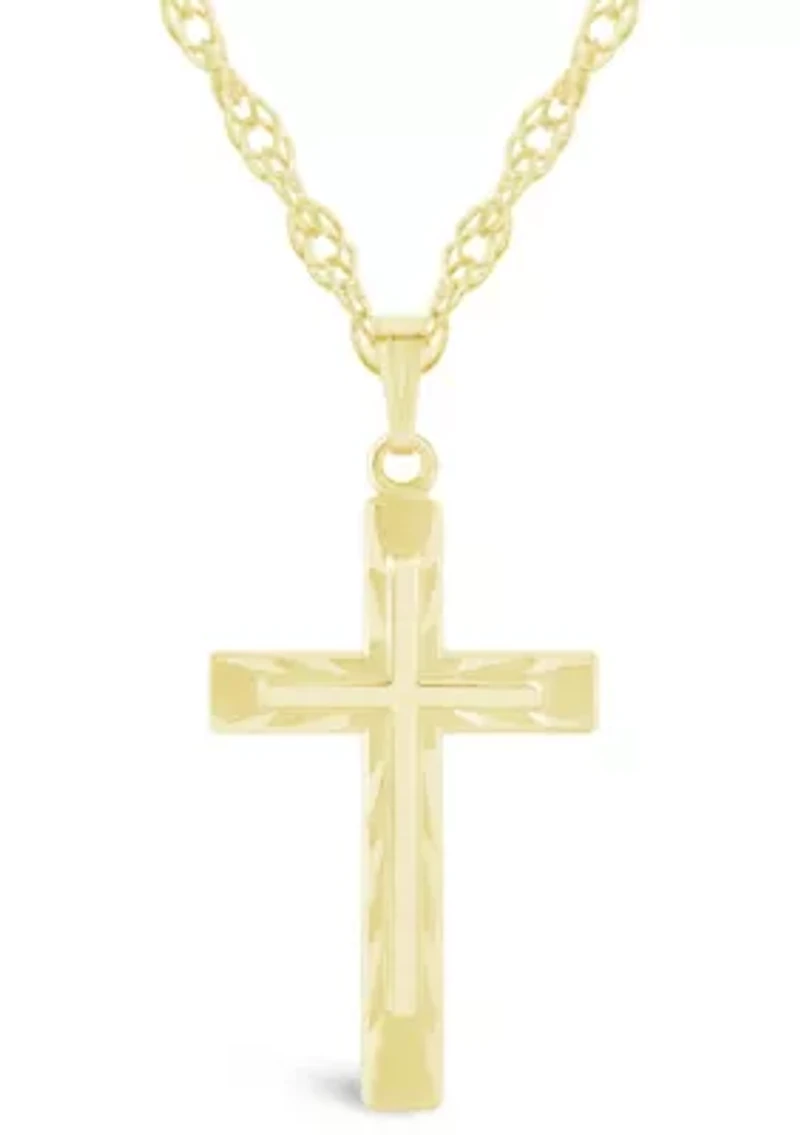Sterling Silver/14K Yellow Gold Plated Cross Pendant Necklace
