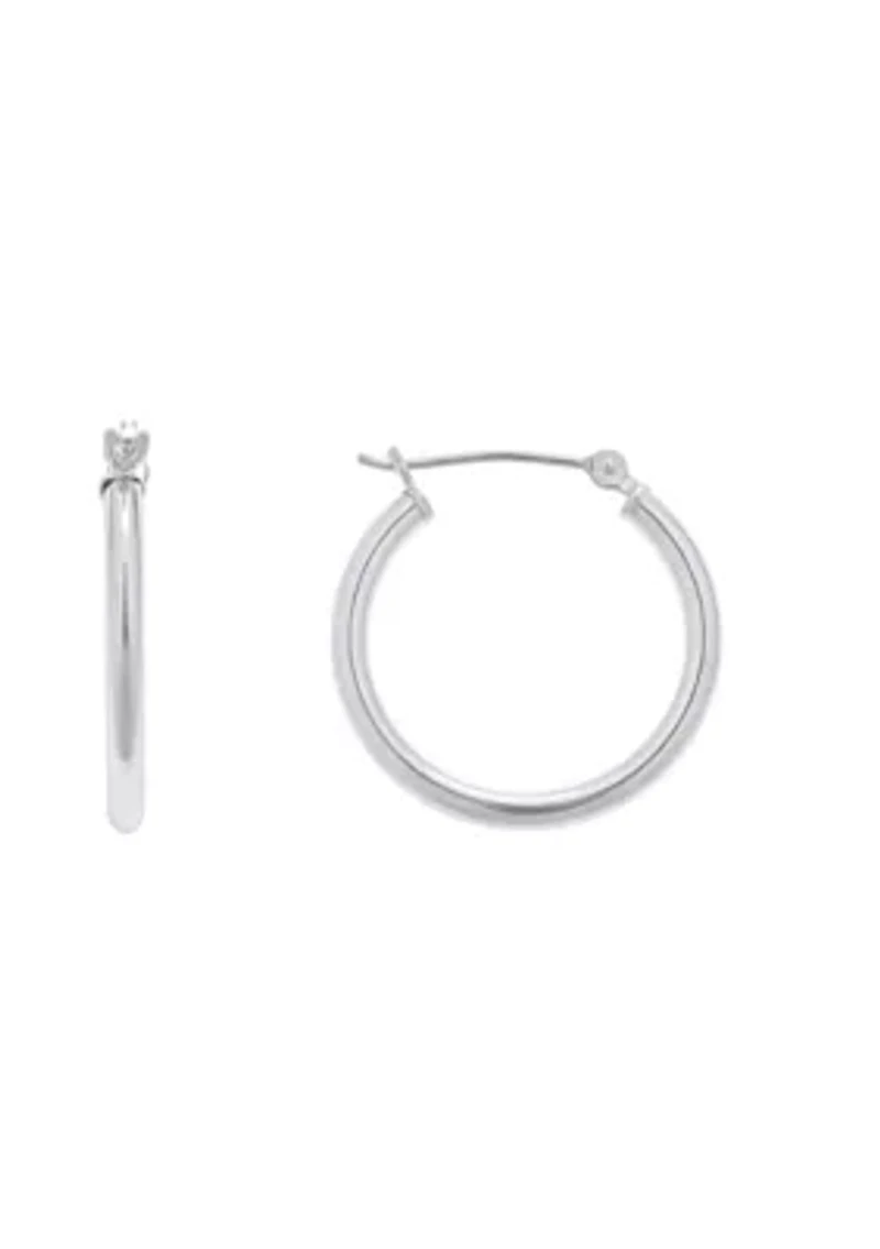 14K White Gold 20mm Click Hoop Earrings