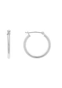 14K White Gold 20mm Click Hoop Earrings