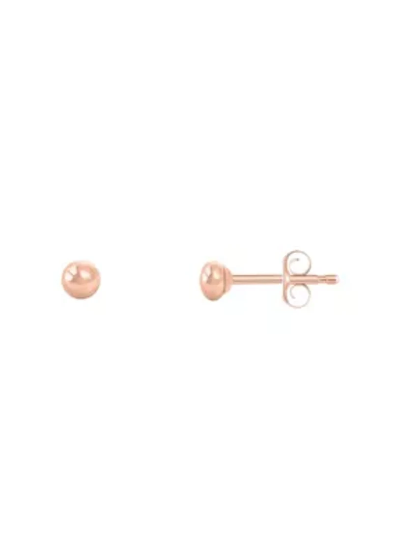 14K Yellow Gold 3mm Button Stud Earrings