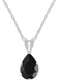 10K Yellow Gold 7x5mm Pear Shape Black Onyx Pendant Necklace