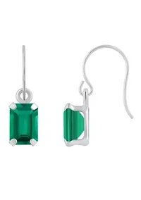 Lab Created 10K Yellow Gold 6x4mm Emerald Cut Drop Earrings