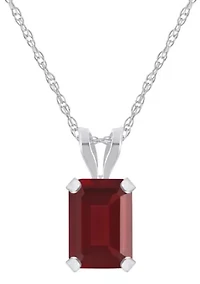10K Yellow Gold 7x5mm Emerald Cut Garnet Pendant Necklace