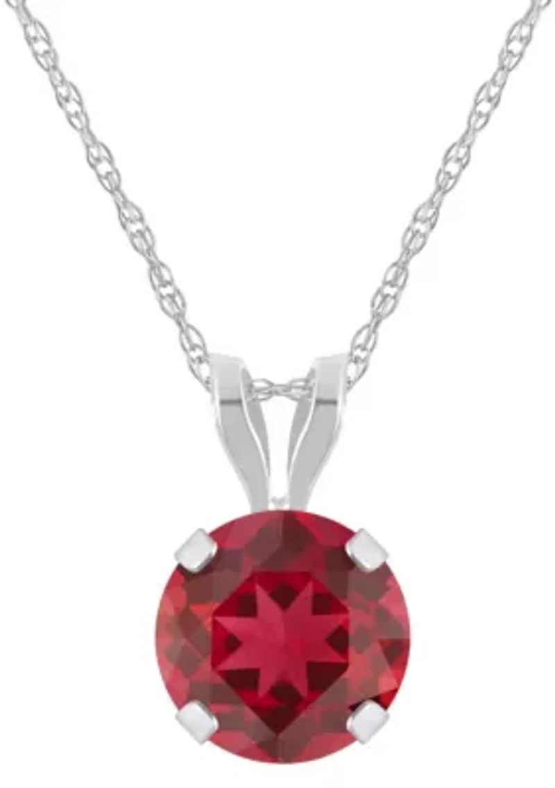 Lab Created 10K Yellow Gold 6mm Round Ruby Pendant Necklace