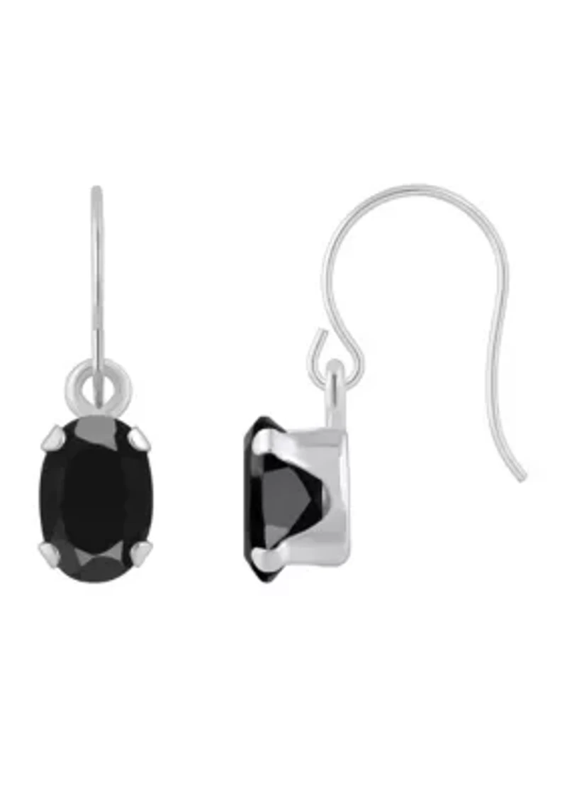 10K Yellow Gold 6x4mm Oval Black Onyx Drop Earrings