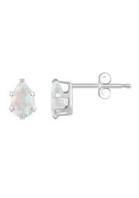Lab Created 10K Yellow Gold 6x4mm Pear Shape Opal Stud Earrings
