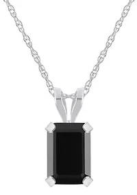 10K White Gold 7x5mm Emerald Cut Black Onyx Pendant Necklace