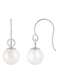 10K Gold 5mm Round Pearl Drop Earrings