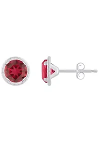 Lab Created 10K Gold 5mm Round Ruby Martini Rope Stud Earrings