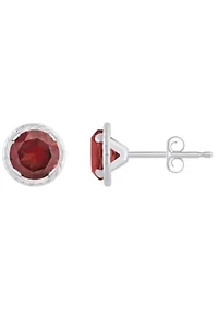 10K Gold 5mm Round Garnet Martini Rope Stud Earrings
