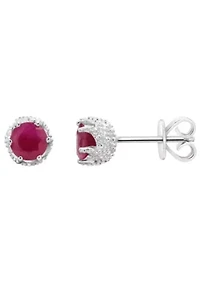 Sterling Silver 5mm Round Ruby Stud Earrings