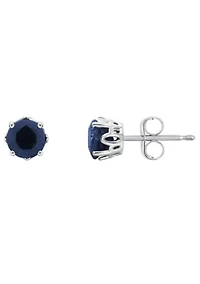 Sterling Silver 5mm Round Sapphire Stud Earrings